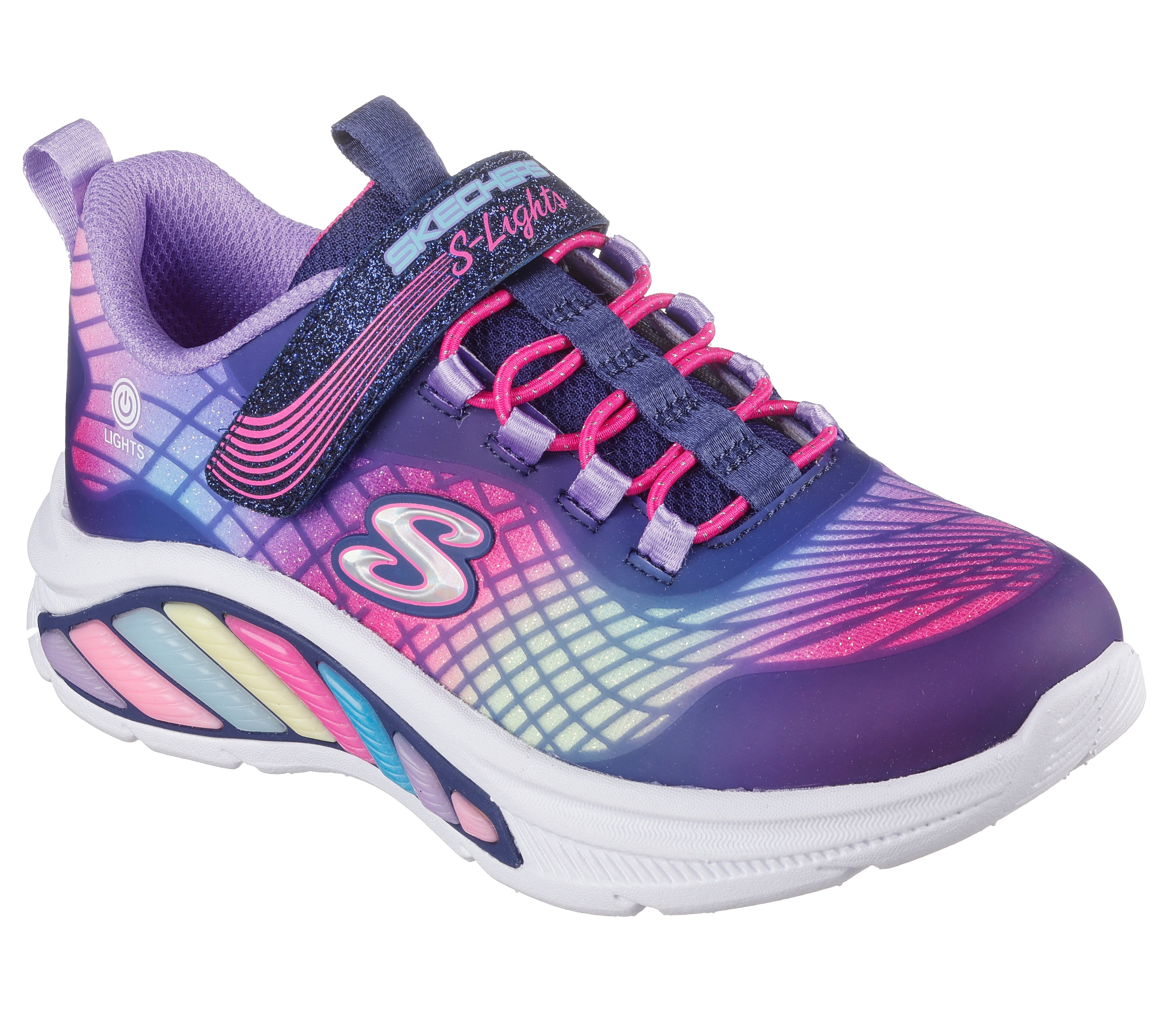 Skechers Skechers Rainbow Cruisers Reflection 303722L Girls Navy Lights Trainer NVMT Girls