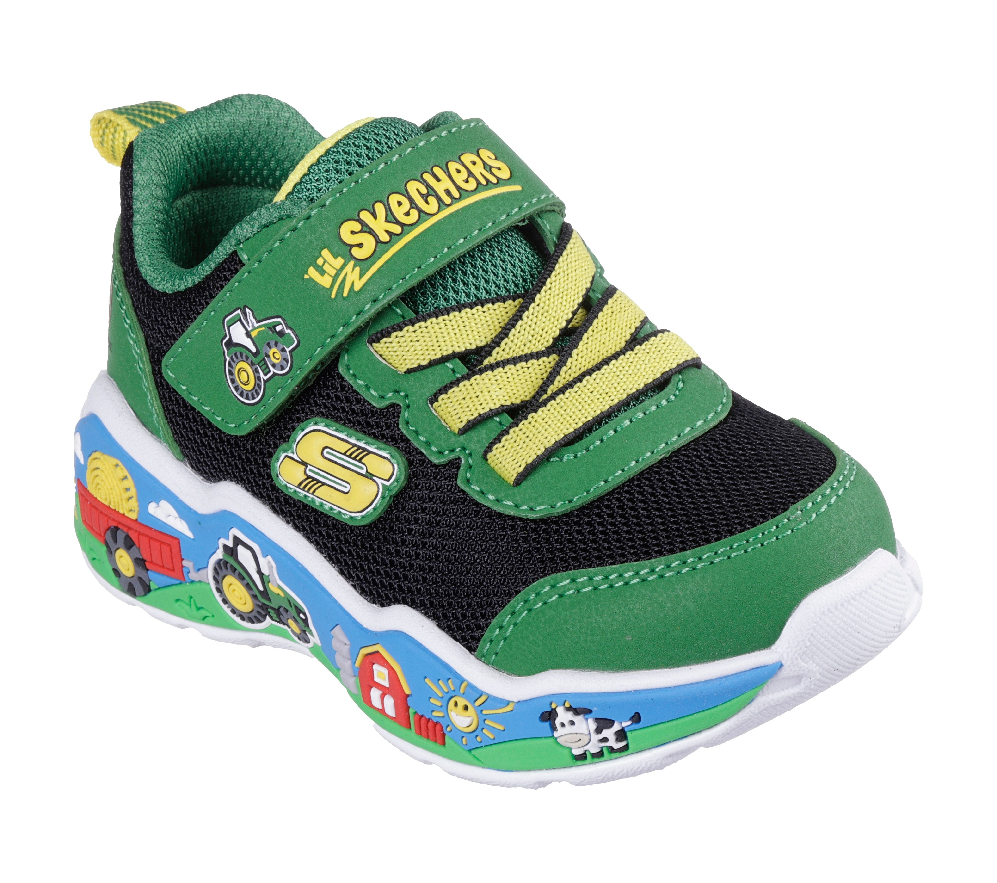 Skechers Skechers Play Scene Barn Squad Buddies 407065N Boys Green Trainer GNBK Boys