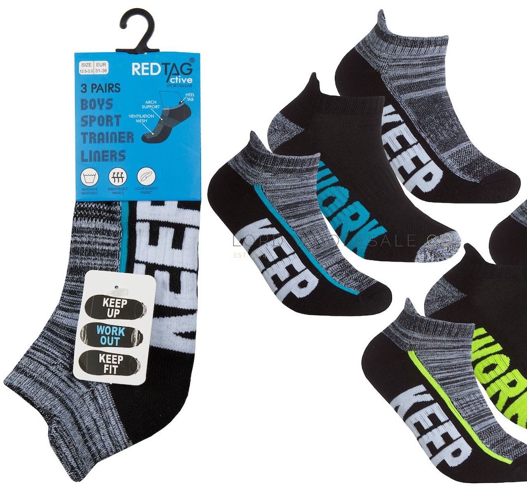 Red Tag 3 Pack Trainer Socks Blue Card 42B719