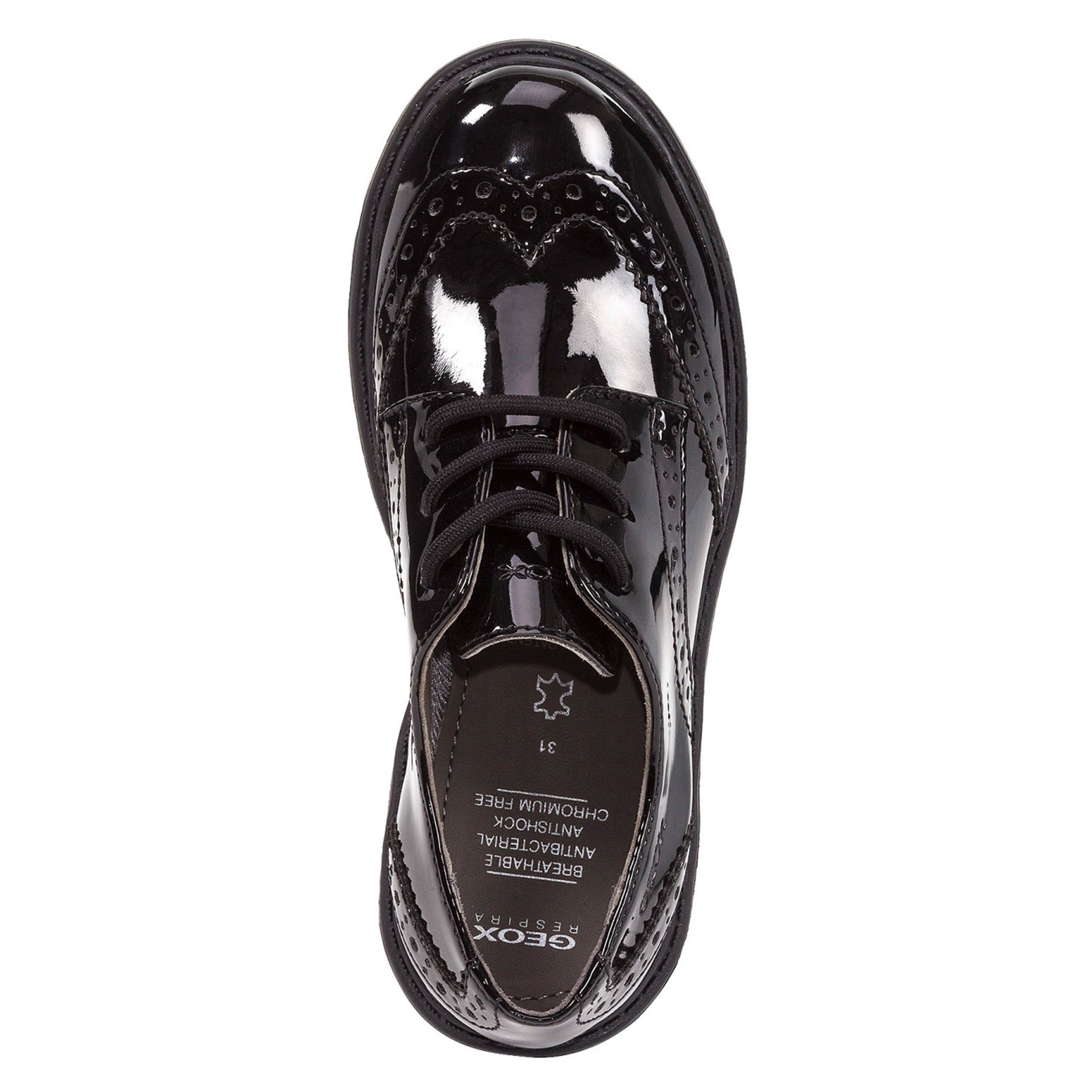 Geox Geox J Casey Lace J6420N 000HH Black Patent School Shoes Black Patent Girls