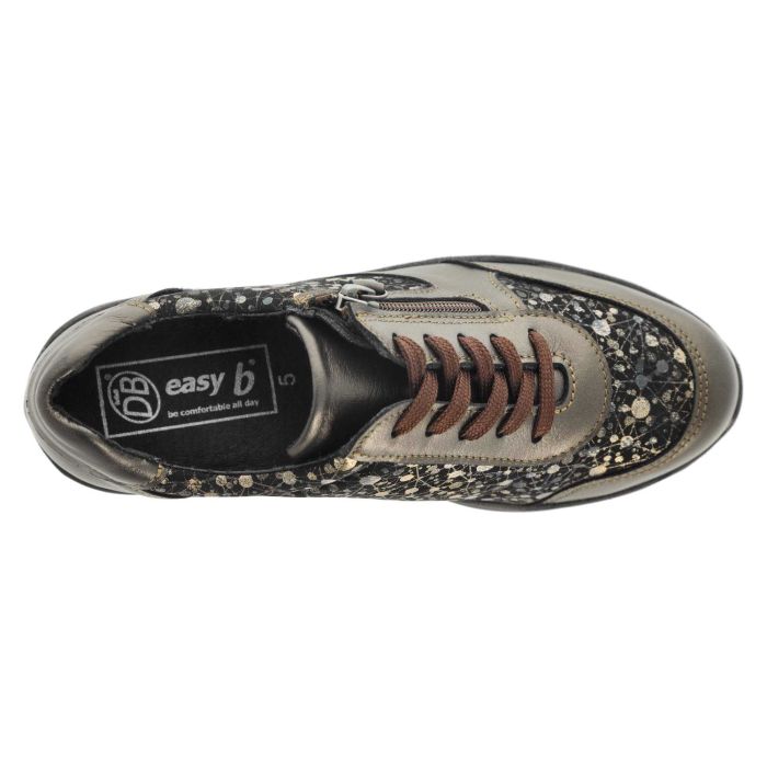 DB Shoes DB Shoes Poinsettia 75375 2V Bronze Leather & Stretch Ladies Wedge Shoe Bronze Ladies