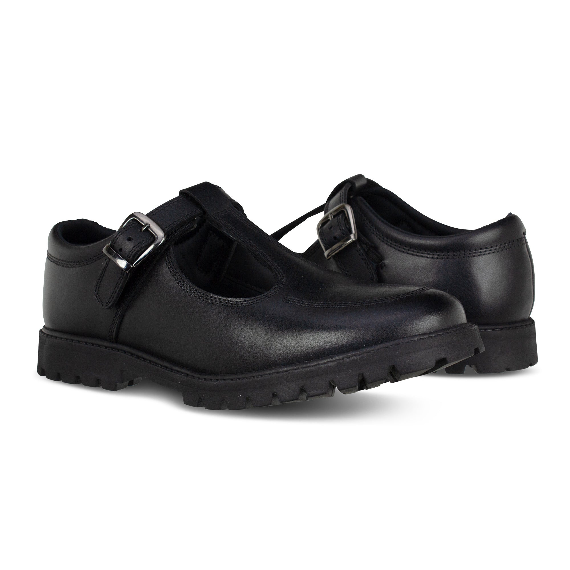 Term Term Emily Black Buckle School Shoe Black Girls