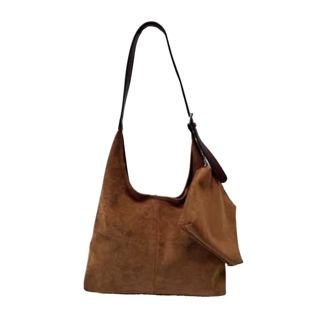 Jewn SUS5799 Brown Faux Suede Hobo Bag & Purse Brown Accessories