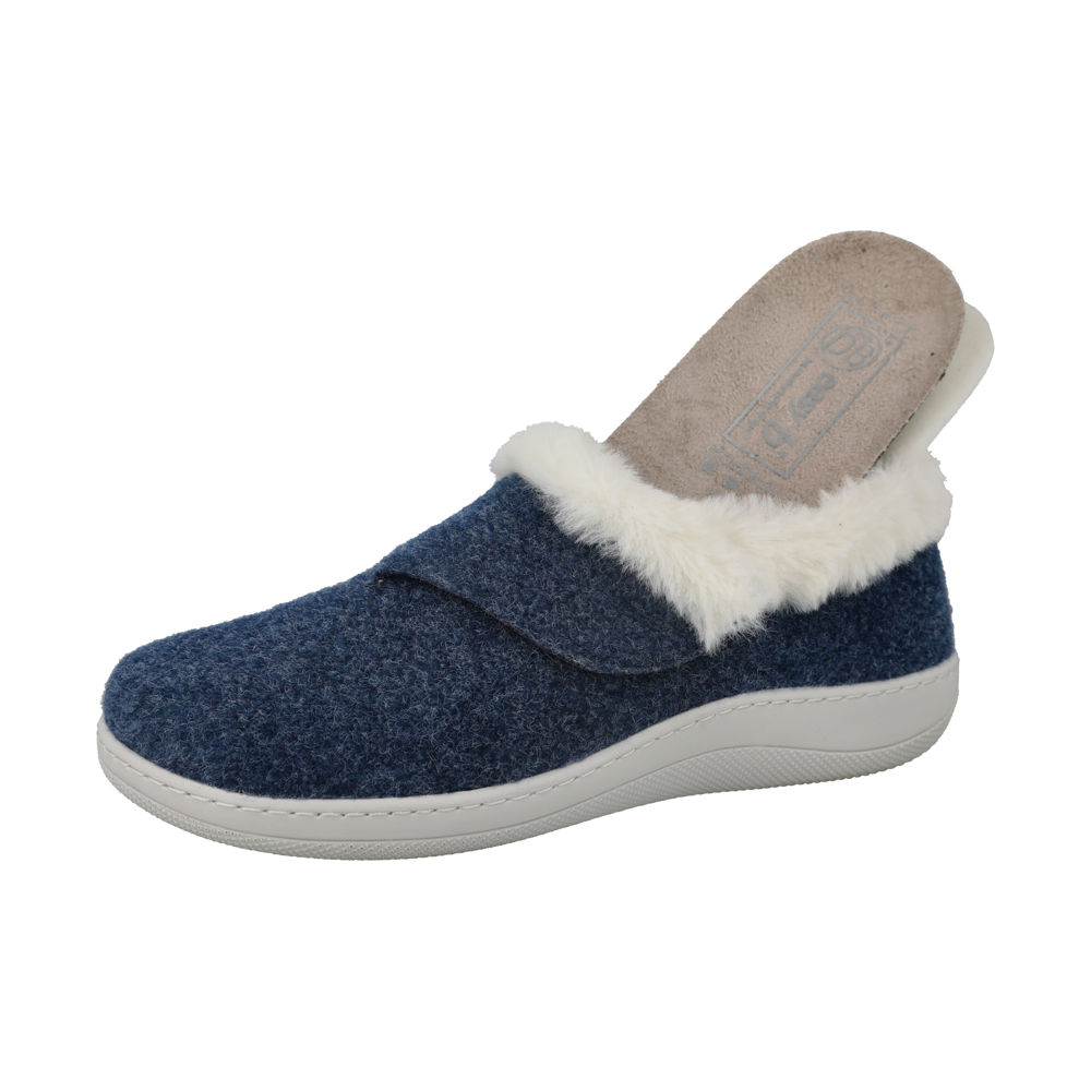 Db Shoes DB Shoes Talala 72986N Ladies Navy Felt 2V Slippers Navy 2V Ladies