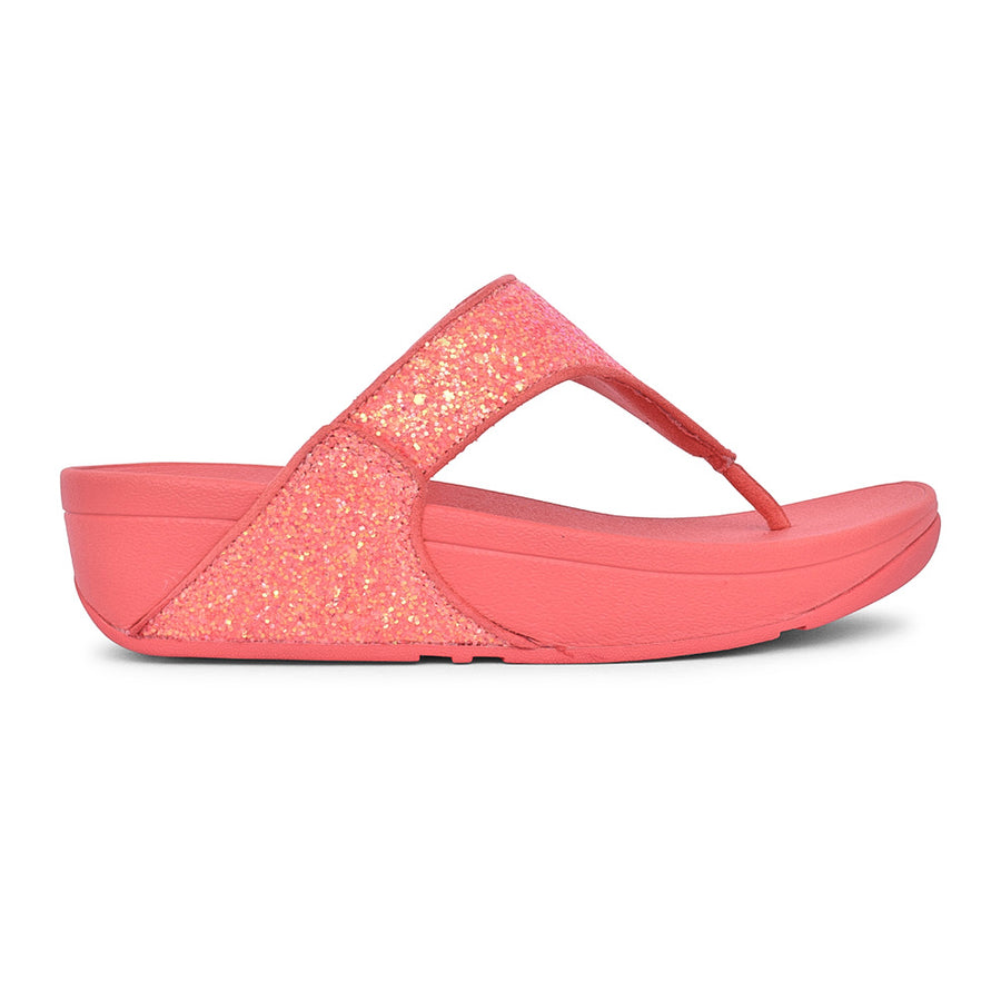 Fitflop Lulu Rosy Coral Glitter Toe Thong X03-B09