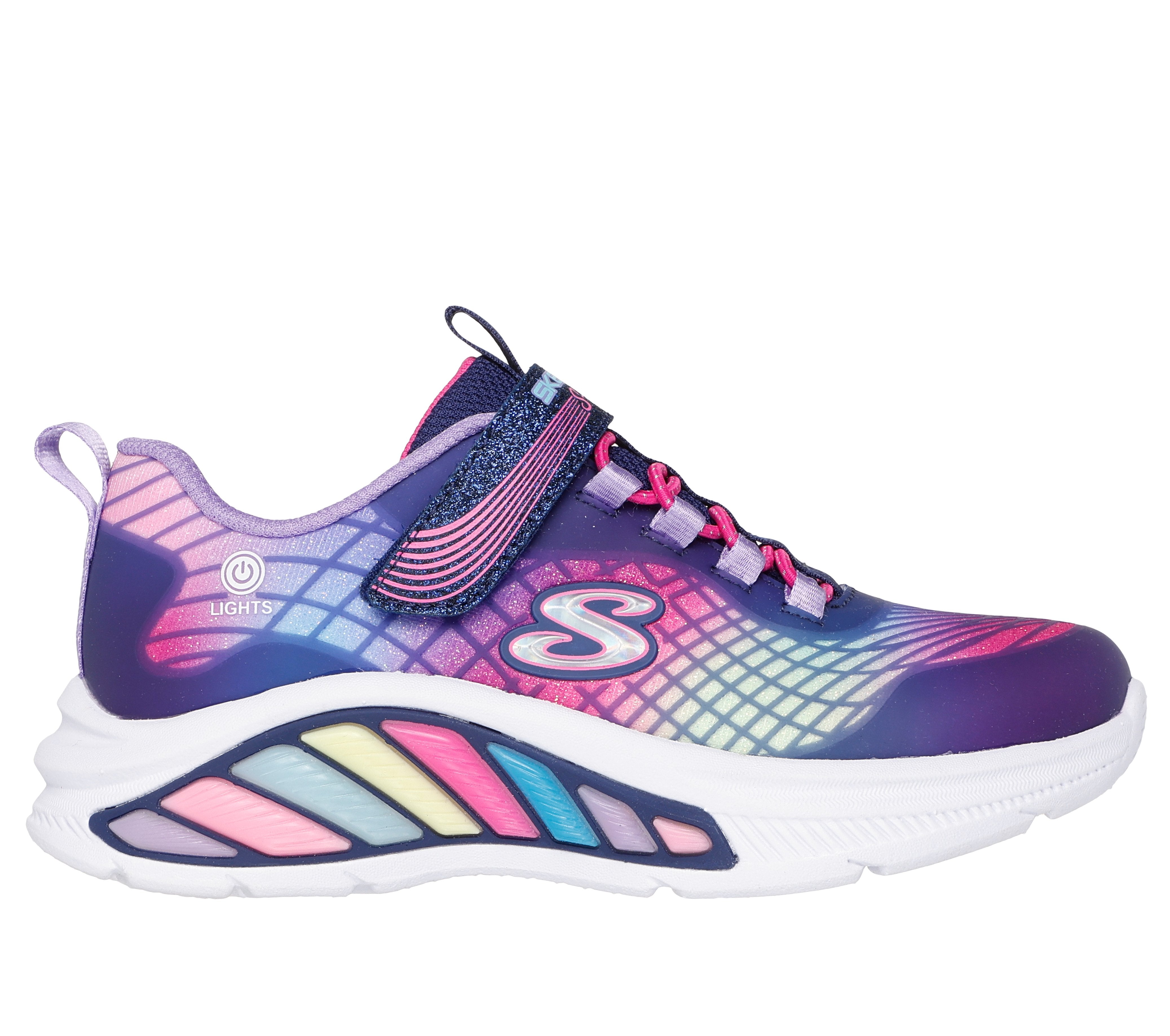 Skechers Skechers Rainbow Cruisers Reflection 303722L Girls Navy Lights Trainer NVMT Girls