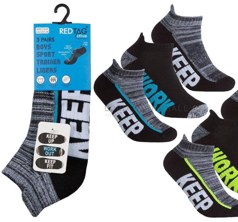 Red Tag 3 Pack Trainer Socks Blue Card 42B719