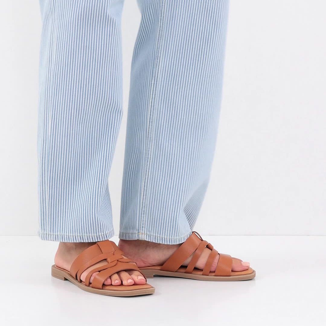 Tamaris 1-27103-42 455 Ladies Tan Leather Mules Sandals