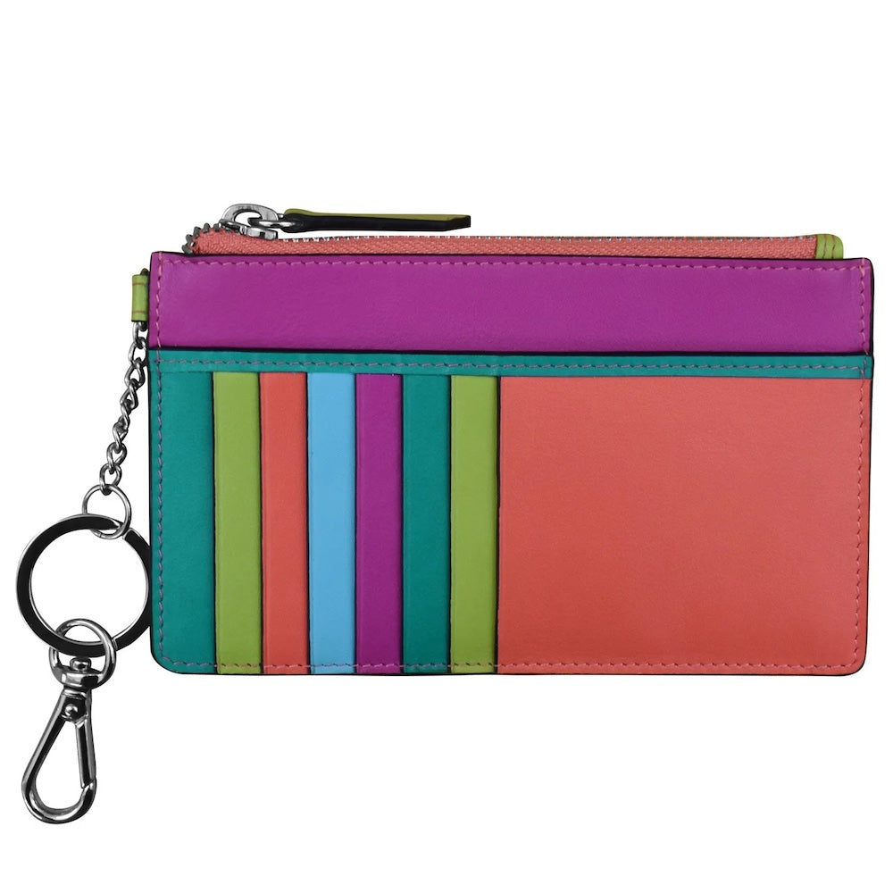 Jewn Leather Card Holder with Keyring Denim Multi Accessories