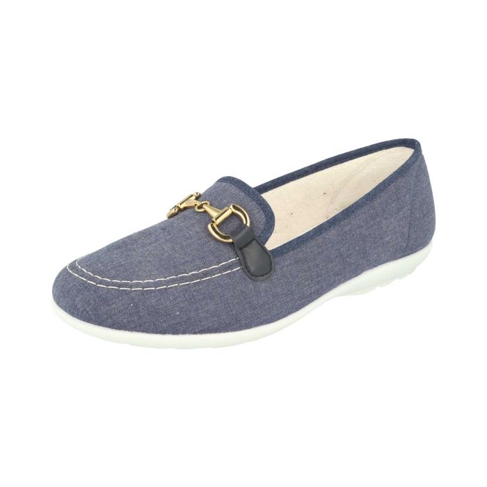 DB Shoes Alpha 74243X 2V or 6V Ladies Denim Blue Loafer Shoe