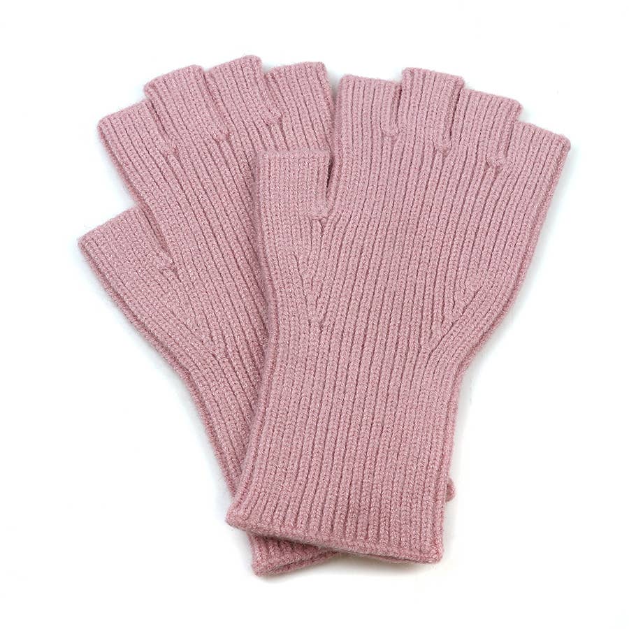 Dusky Pink Recycled Blend Fingerless Gloves