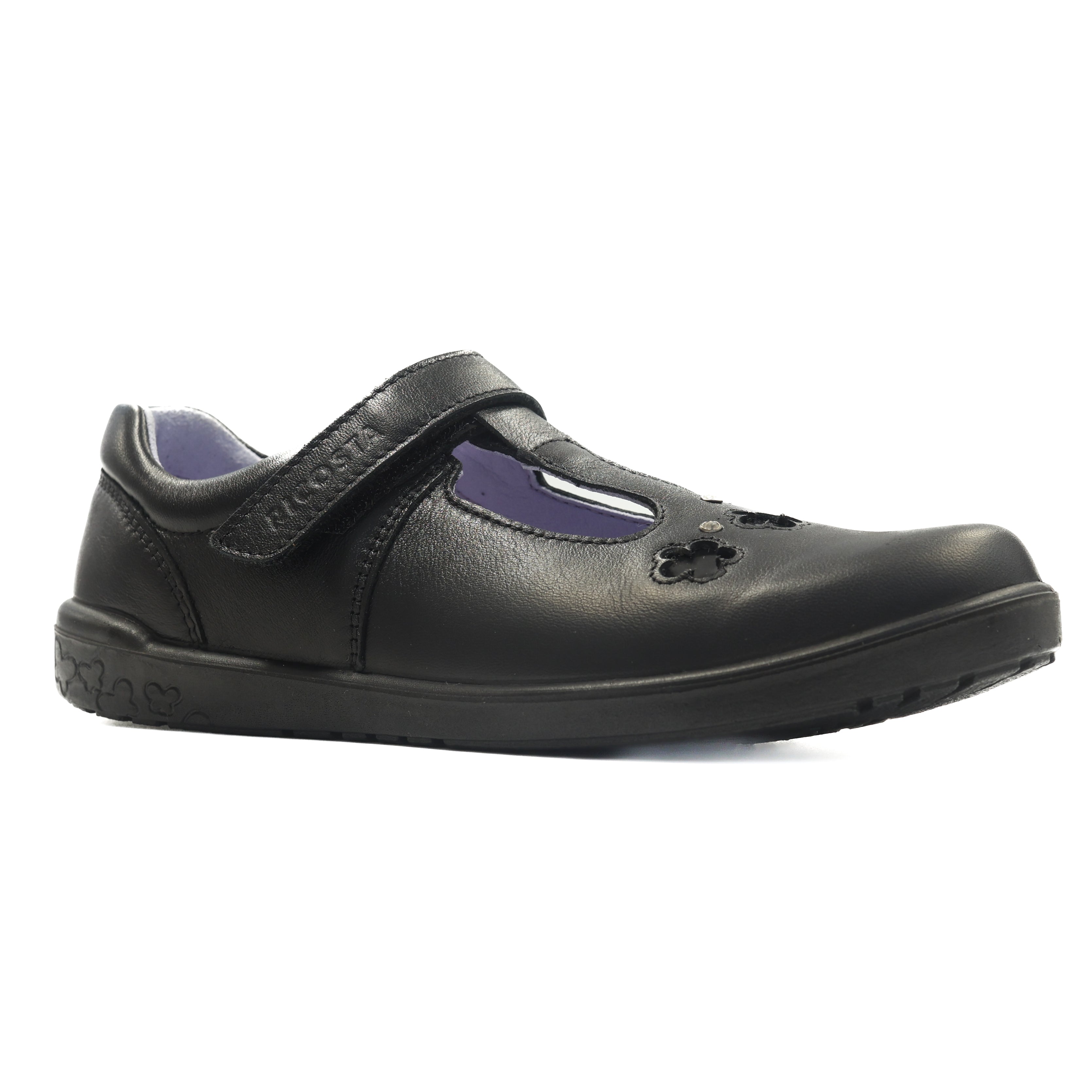 Ricosta Leona 50 8600602/090 Black Leather School Shoes Medium