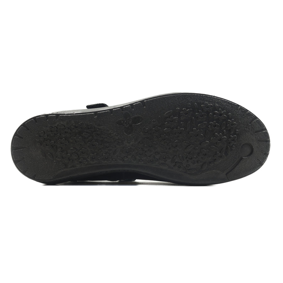 Ricosta Leona 50 8600602/090 Black Leather School Shoes Medium