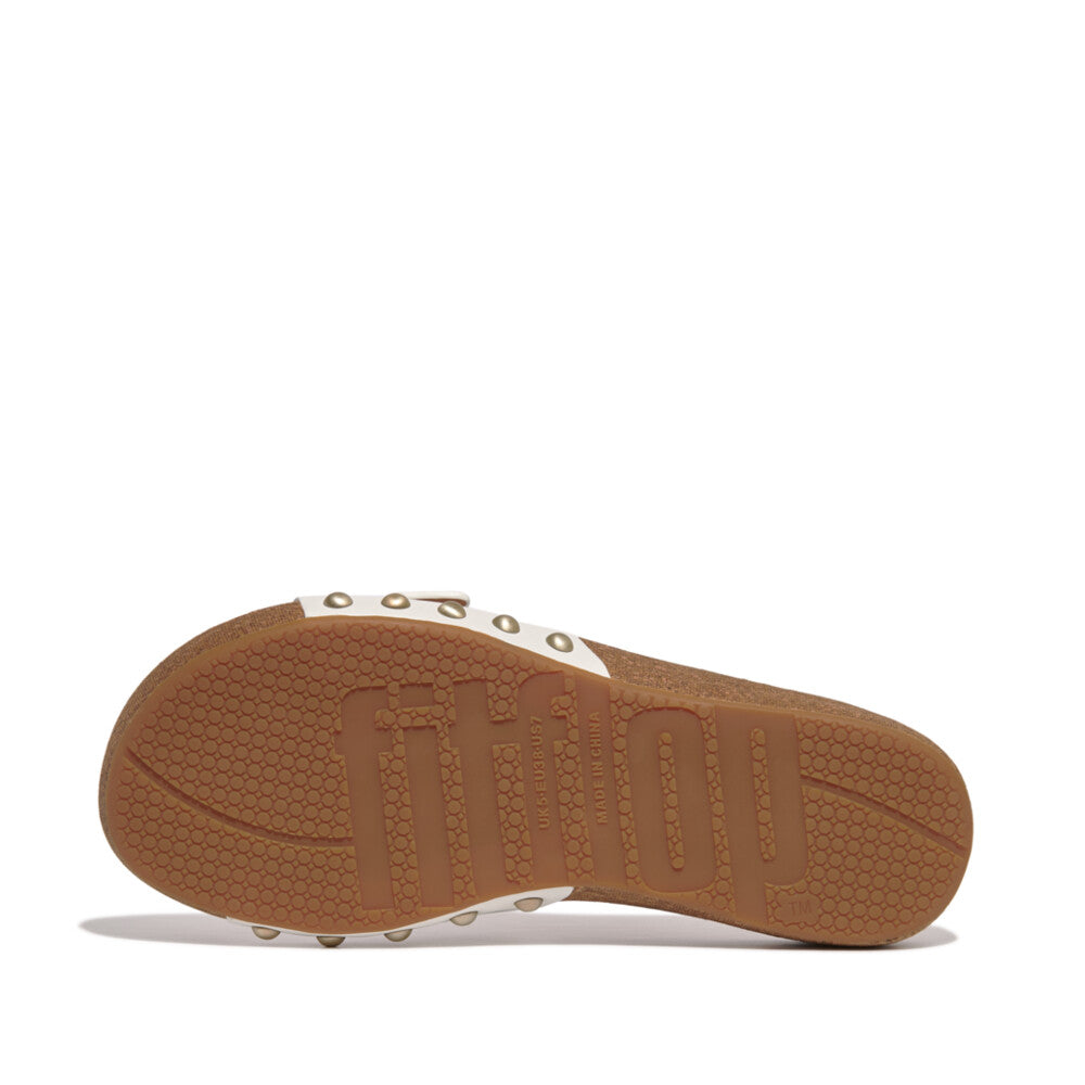 Fitflop Fitflop iQushion Adjustable Buckle White Leather Slides HF1-194 Urban White Ladies