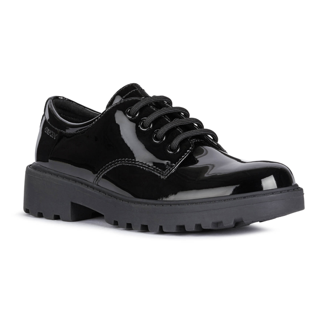 Geox J Casey G.C J0420C 000HH Girls Patent School Shoes