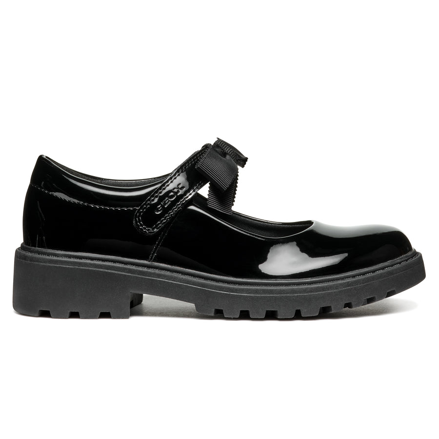 Geox J CASEY G. E J1620E 000HH C9999 Black Patent School Shoes