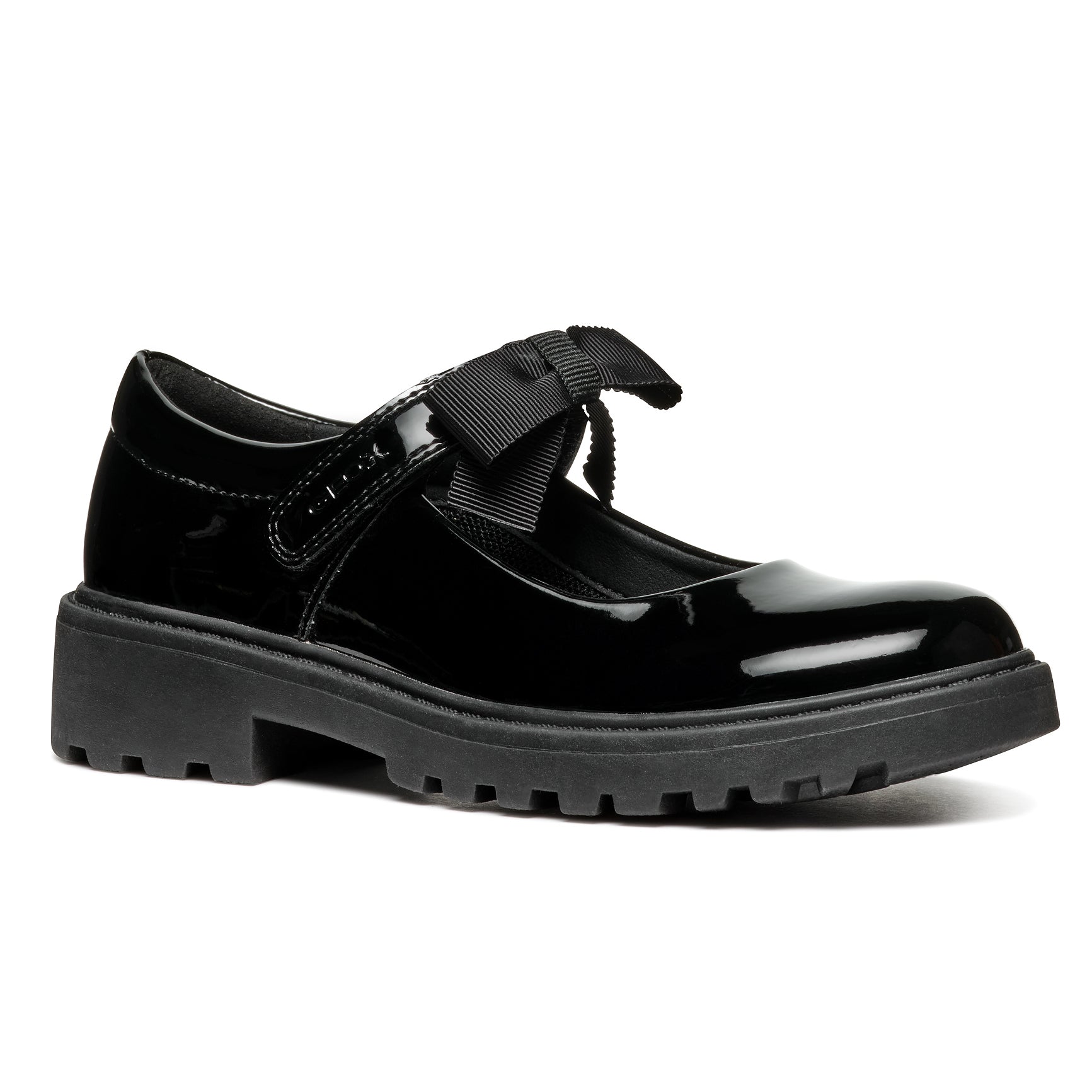 Geox J CASEY G. E J1620E 000HH C9999 Black Patent School Shoes