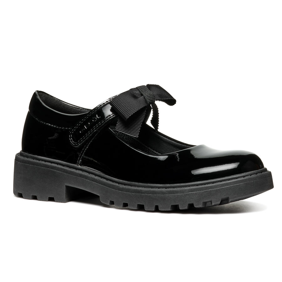 Geox J CASEY G. E J1620E 000HH C9999 Black Patent School Shoes