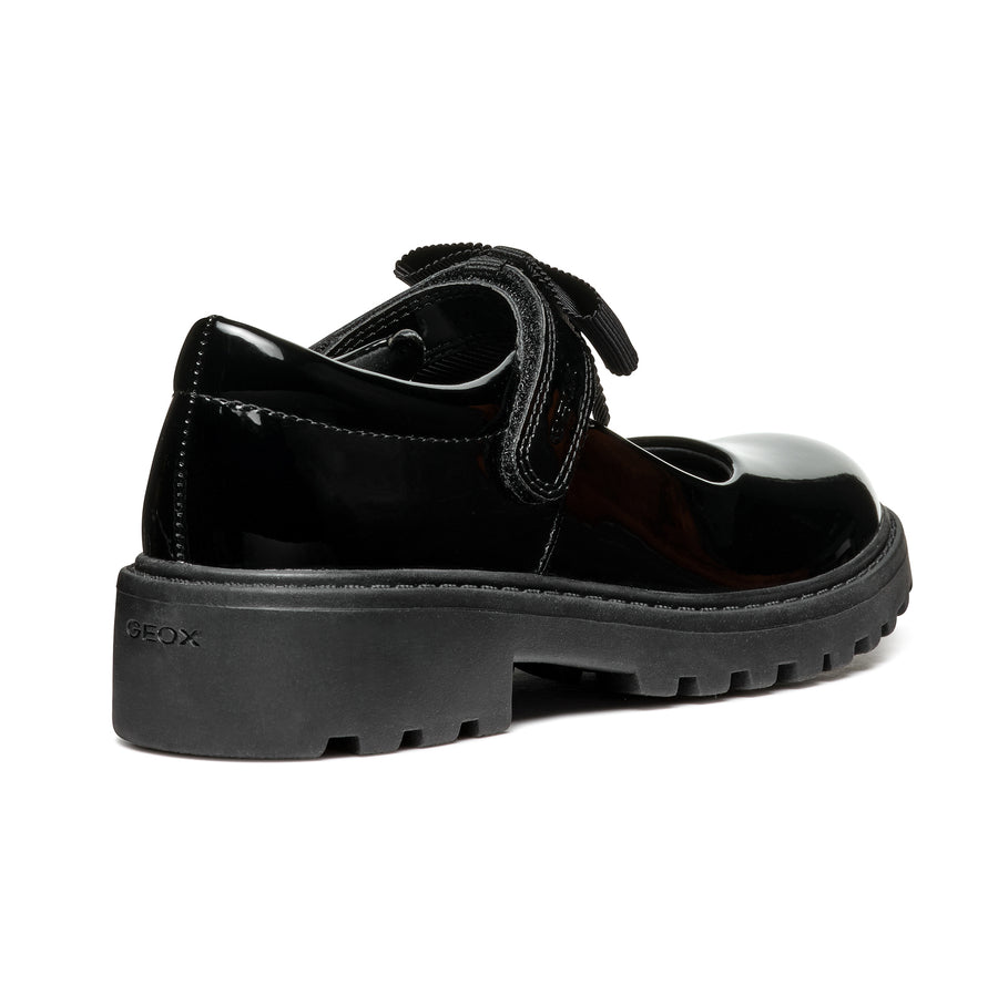 Geox J CASEY G. E J1620E 000HH C9999 Black Patent School Shoes