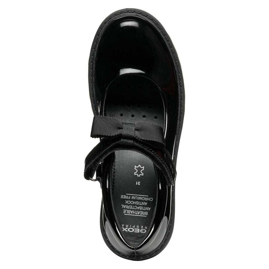 Geox J CASEY G. E J1620E 000HH C9999 Black Patent School Shoes