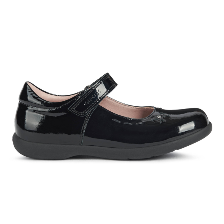 Geox Naimara GA J16FHA 00066 C9999 Black Patent School Shoes