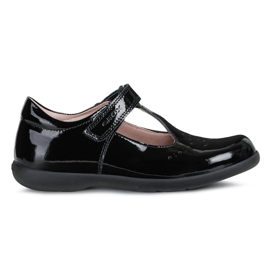 Geox J NAIMARA G.B J16FHB 00066 C9999 Black Patent School Shoe
