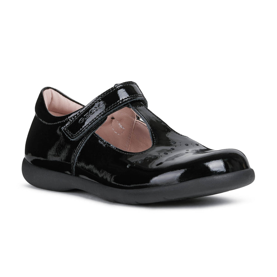 Geox J NAIMARA G.B J16FHB 00066 C9999 Black Patent School Shoe