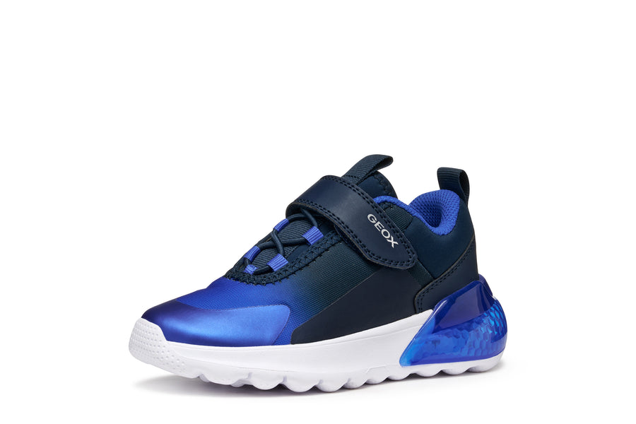 Geox J Activart Illuminus J56LYA 02A9J Navy Royal Boys Lights Trainer