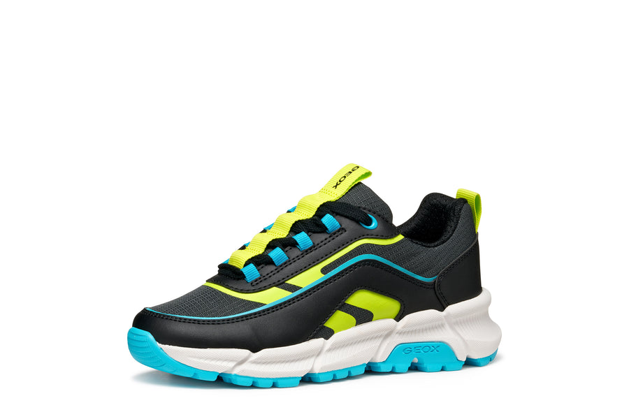Geox J FLEXYPER PLUS BOY J56MVB  0FU54 Black / Lt Blue Trainer