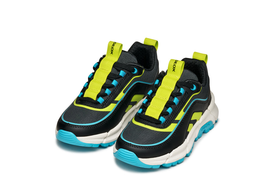 Geox J FLEXYPER PLUS BOY J56MVB  0FU54 Black / Lt Blue Trainer