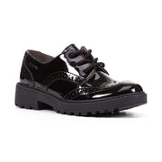 Geox J Casey Lace J6420N 000HH Black Patent School Shoes