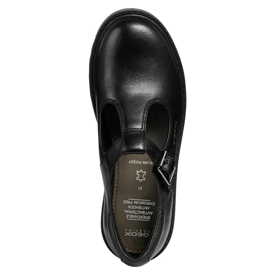 Geox J Casey T-Bar J8420E 00043 Black School Shoes
