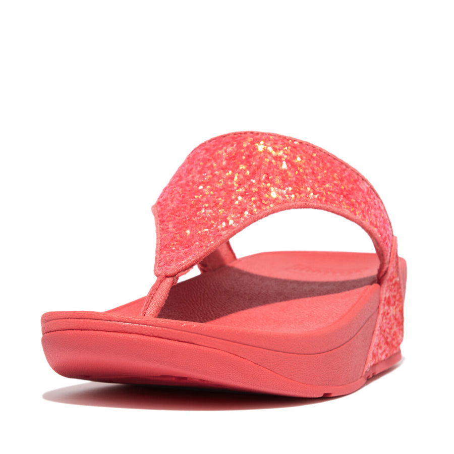 Fitflop Lulu Rosy Coral Glitter Toe Thong X03-B09