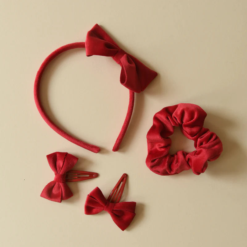 Rockahula Kids School Velvet Bow Set Red HBTS200R