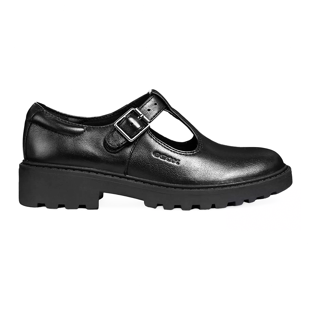 Geox J Casey T-Bar J8420E 00043 Black School Shoes