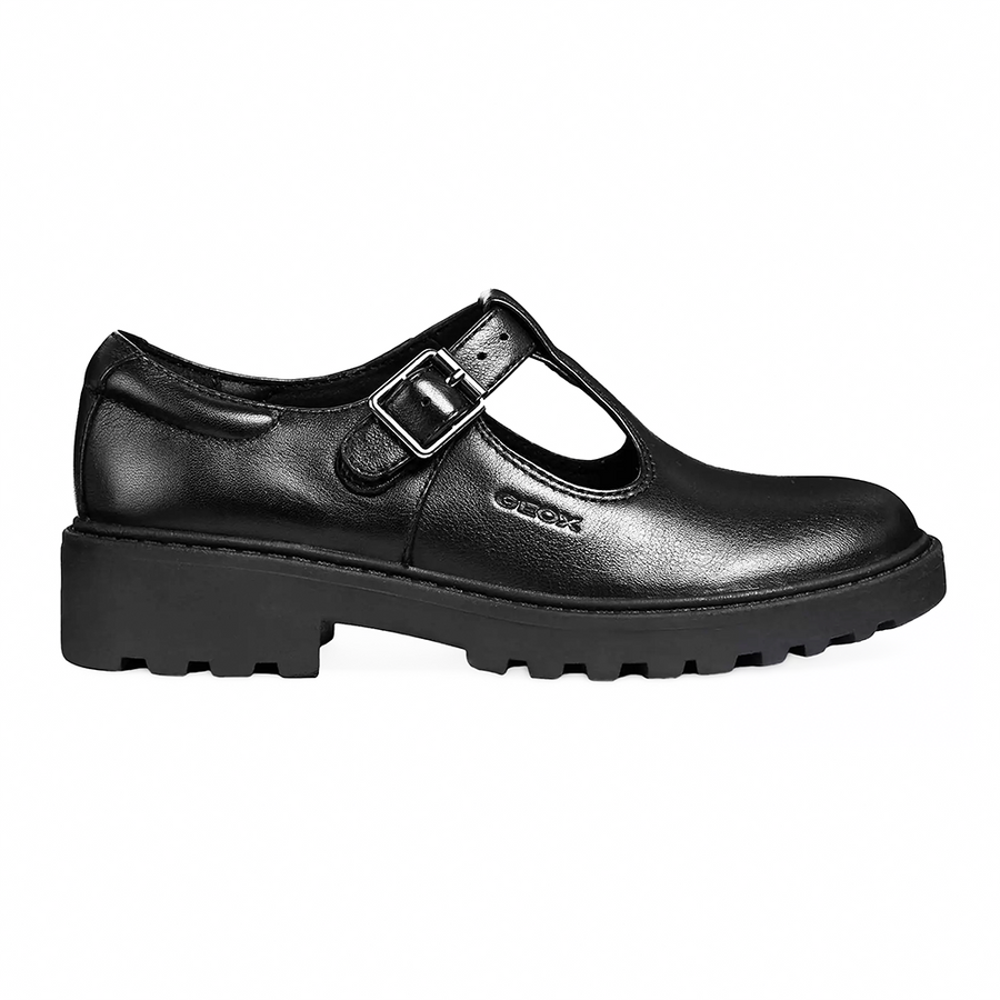 Geox J Casey T-Bar J8420E 00043 Black School Shoes