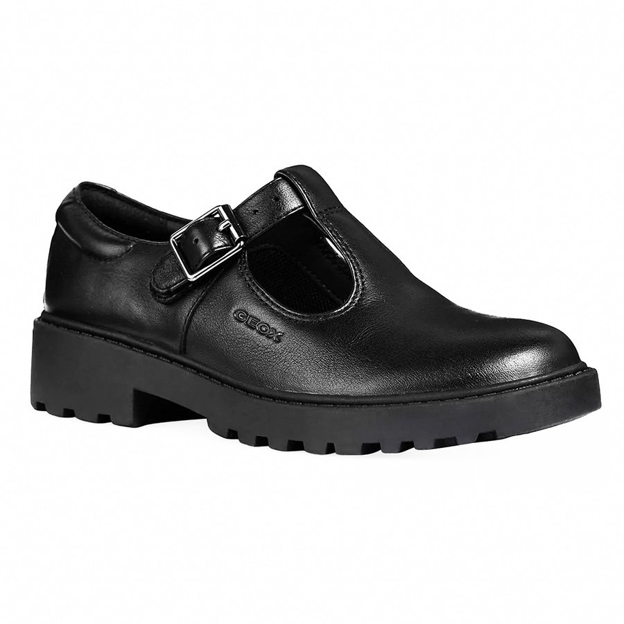 Geox J Casey T-Bar J8420E 00043 Black School Shoes