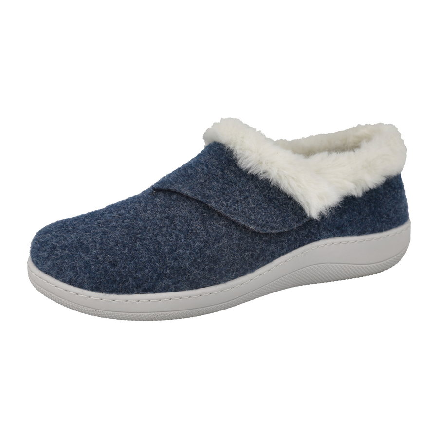 DB Shoes Talala 72986N Ladies Navy Felt 2V Slippers