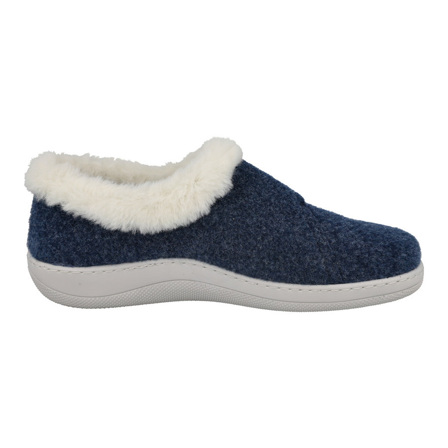 DB Shoes Talala 72986N Ladies Navy Felt 2V Slippers