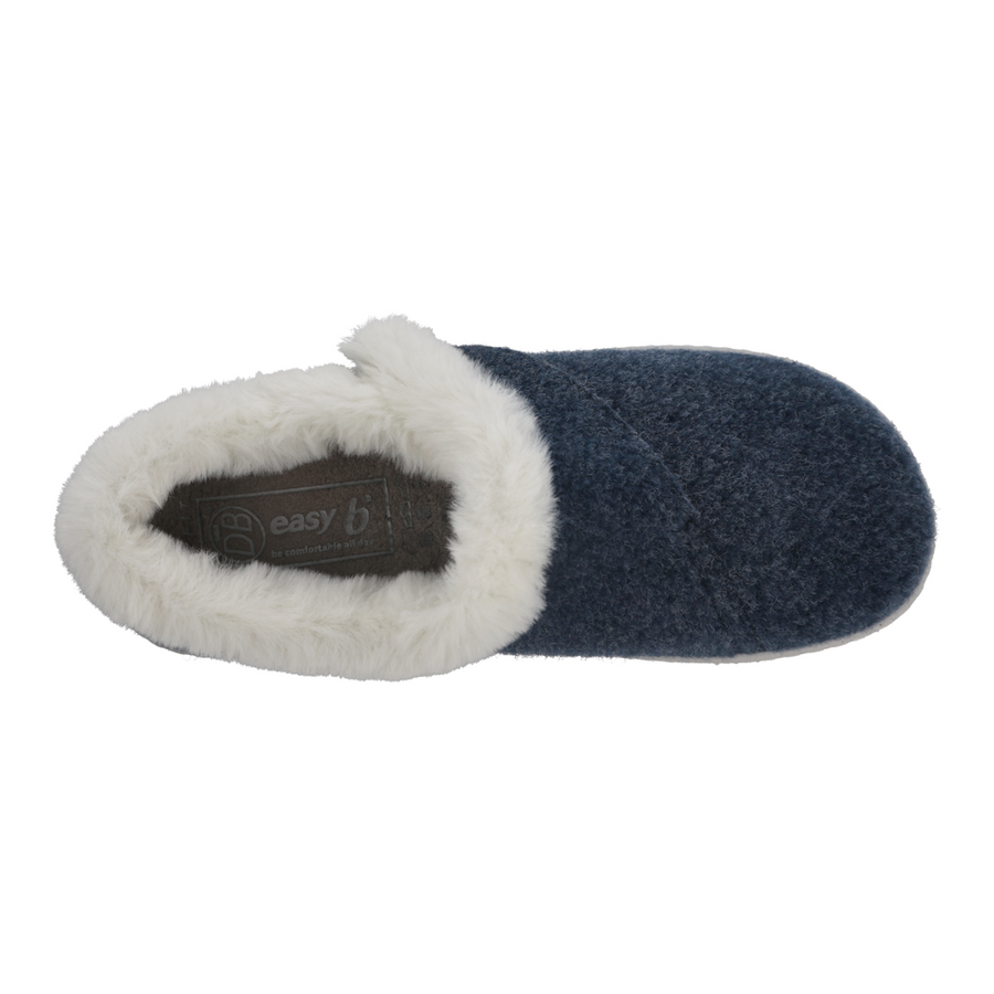 DB Shoes Talala 72986N Ladies Navy Felt 2V Slippers
