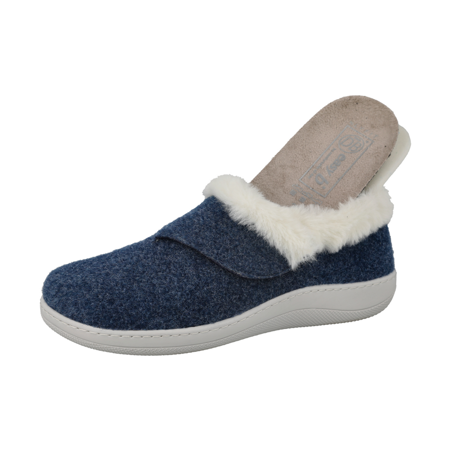 DB Shoes Talala 72986N Ladies Navy Felt 2V Slippers