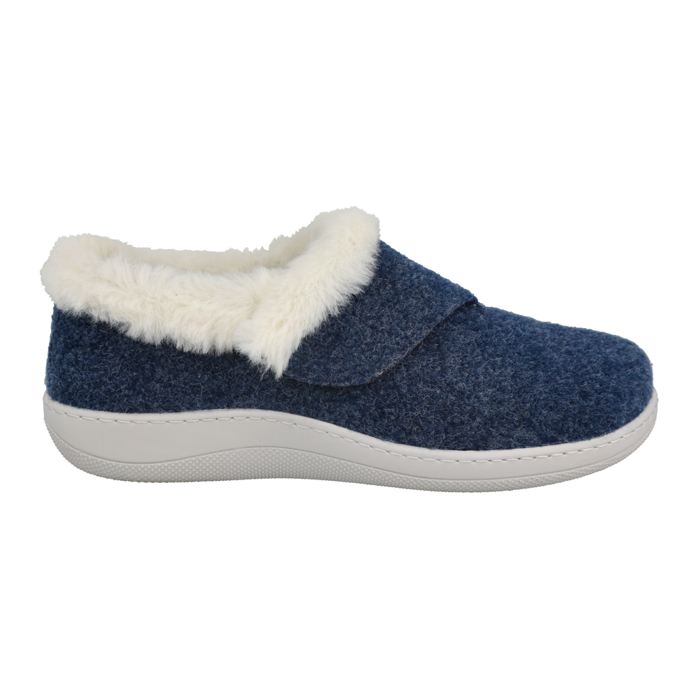 DB Shoes Talala 72986N Ladies Navy Felt 2V Slippers