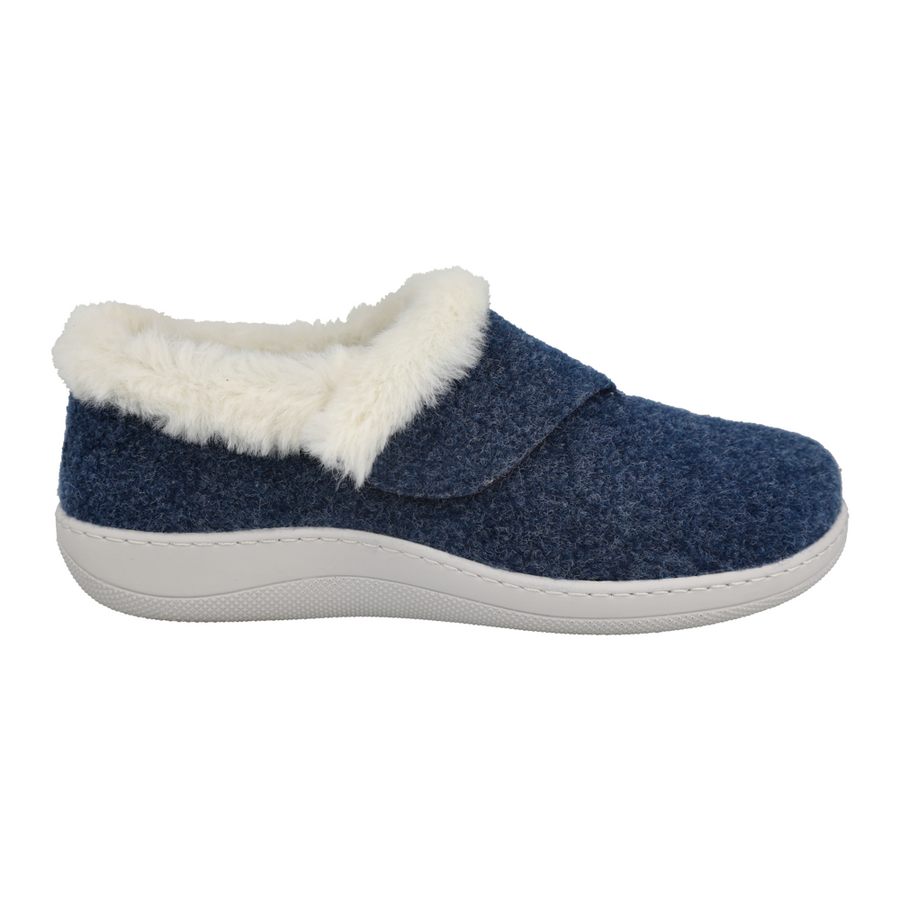 DB Shoes Talala 72986N Ladies Navy Felt 2V Slippers