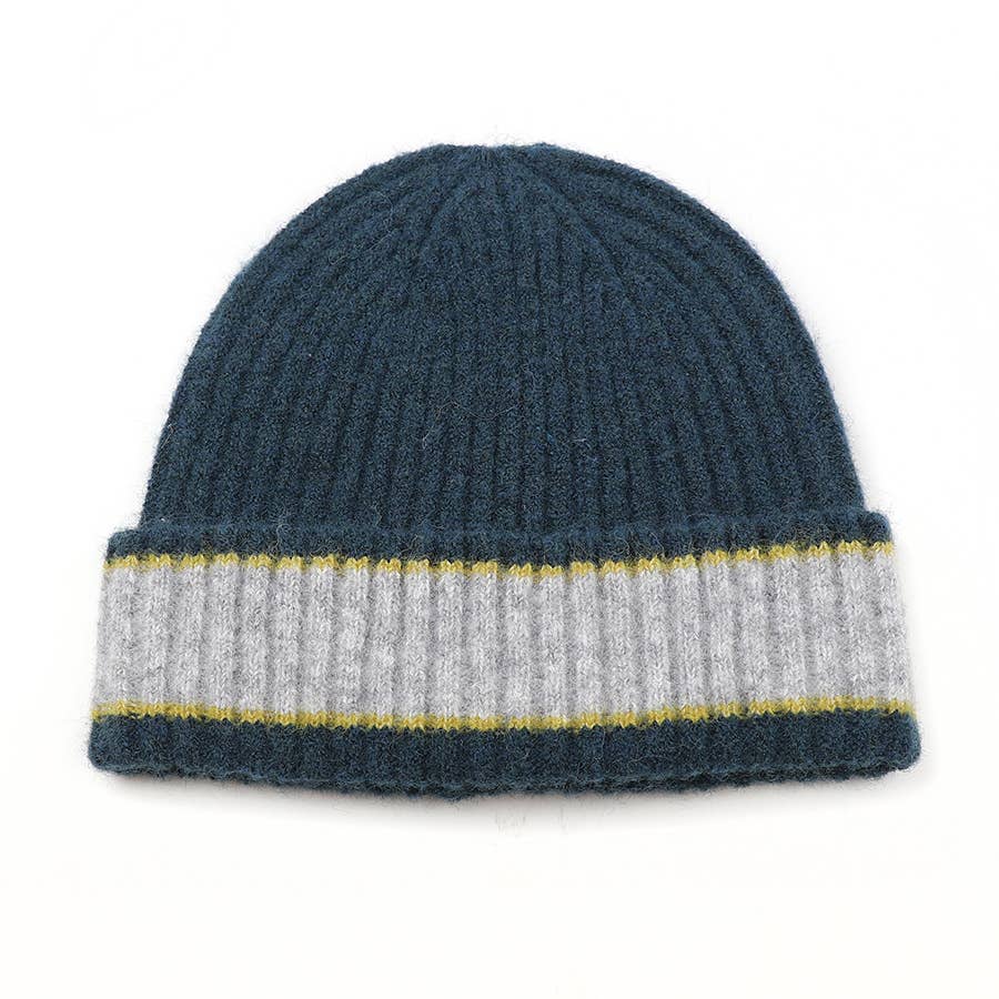 Teal and Grey Mens Beanie Hat