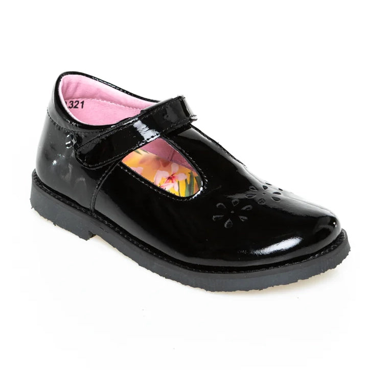 Petasil Clara 2 6334-02.01  Black Patent School Shoes
